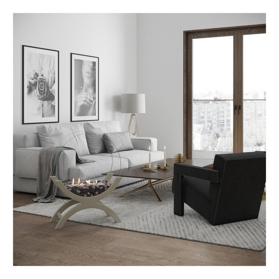 Биокамин напольный SteelHeat WOOD 600 молочный