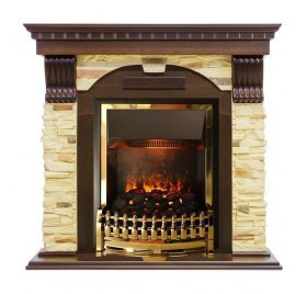 Каминокомплект Dublin - Темный дуб / Сланец с очагом Atherton