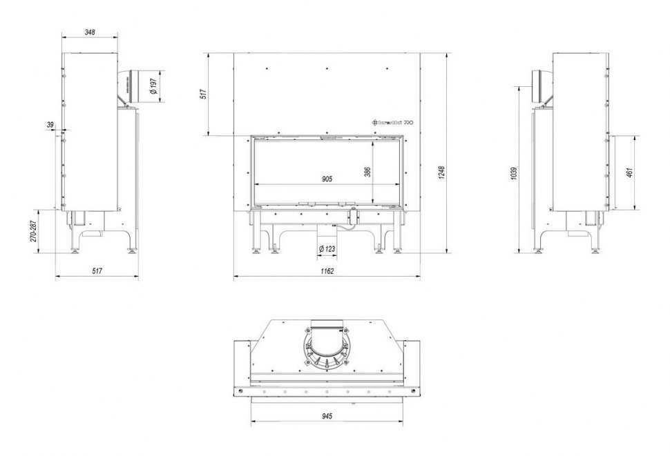 Каминная топка Kratki Nadia 14 G