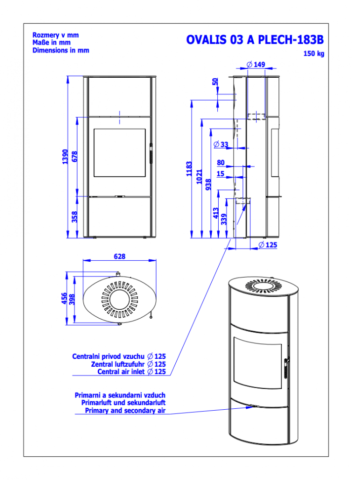 Печь-камин Romotop Ovalis Akum металл