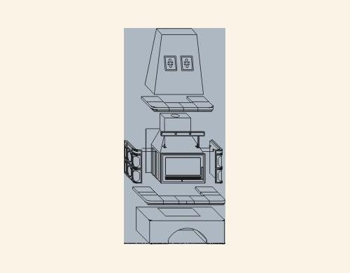 Кафельная печь-камин ABX Laponie (с водным контуром 10 кВт)