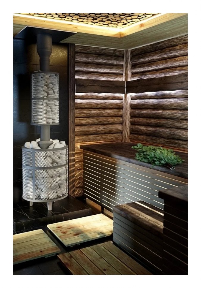 Банная печь Атмосфера M с сеткой для камней из нержавеющей стали