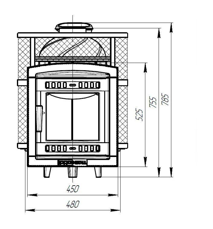 Банная печь Атмосфера M с сеткой для камней из нержавеющей стали