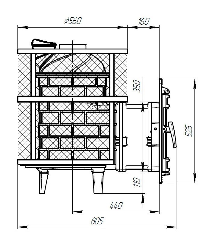 Банная печь Атмосфера M с сеткой для камней из нержавеющей стали