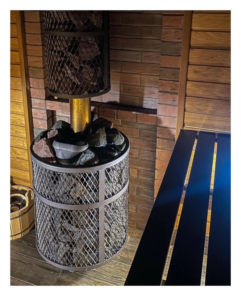 Банная печь Атмосфера M с сеткой для камней из нержавеющей стали