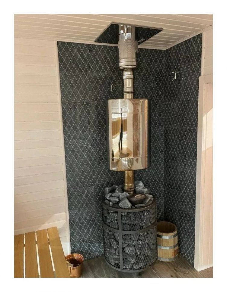 Банная печь Атмосфера M с сеткой для камней из нержавеющей стали