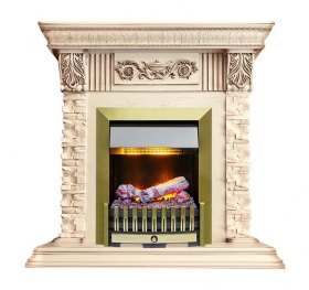 Каминокомплект Luxemburg (каменный) - Сланец/Cлоновая кость с патиной с очагом Danville Antique Brass FB2