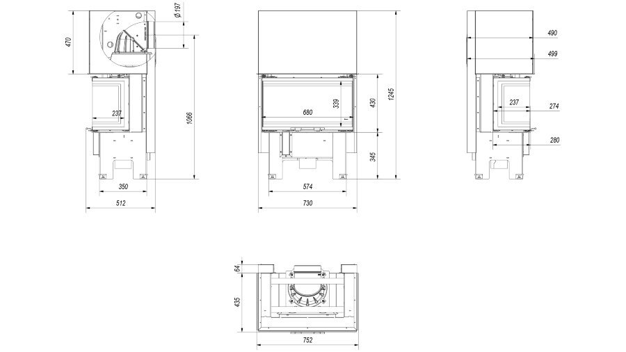 Каминная топка Kratki NBC 7 (гильотина)