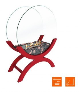 Биокамин напольный SteelHeat WOOD 600 красный