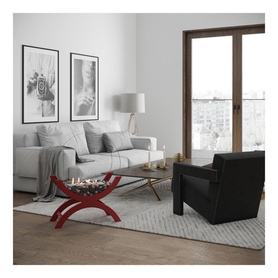 Биокамин напольный SteelHeat WOOD 600 красный