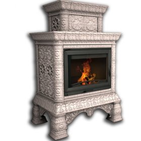 Каминная облицовка КимрПечь Кострома центральная двухъярусная Белый