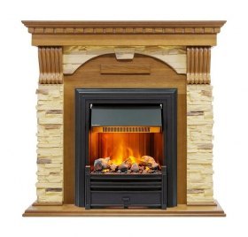 Каминокомплект Dublin -  Дуб / Сланец с очагом Brookline Black