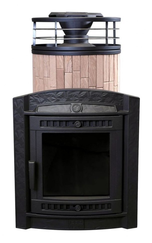 Банная печь Атмосфера L Окаменевшее дерево ламель + сетка с Тоннелем