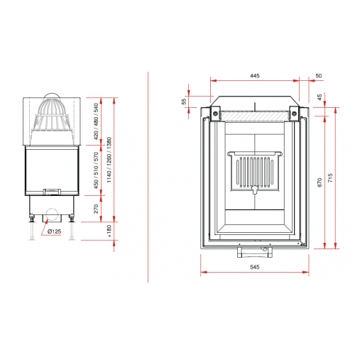 Каминная топка Schmid Ekko U 55(67)51 h
