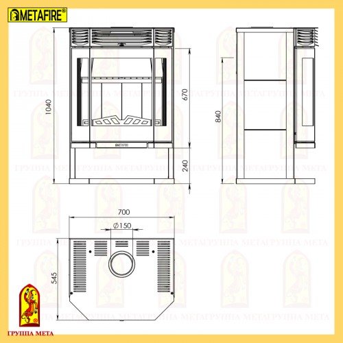 Печь-камин Мета Metafire Ангара 12