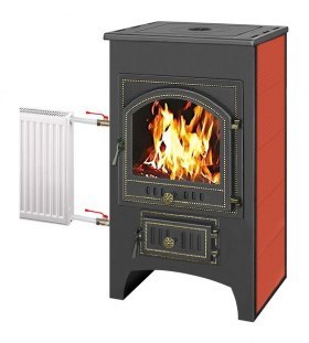 Печь-камин Везувий ПК-01 (205) с плитой и т/о (красный)