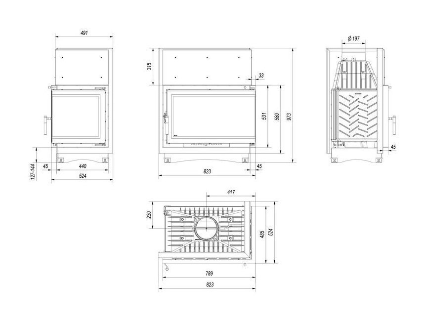 Каминная топка Kratki Oliwia P/BS Deco