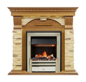 Каминокомплект Dublin -  Дуб / Сланец с очагом Cavendish