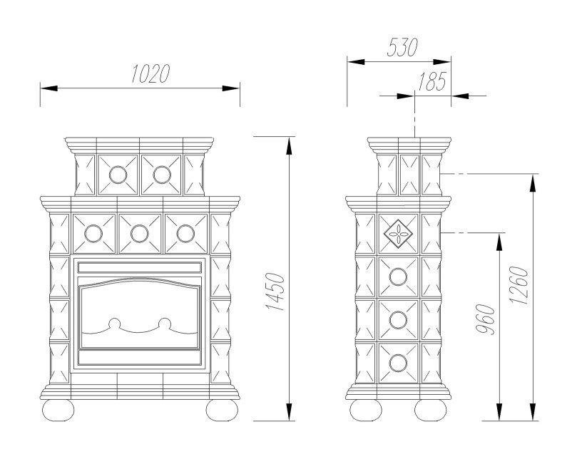 Чугунная изразцовая печь камин Regnier Александра / Alexandra