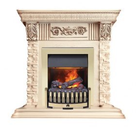 Каминокомплект Luxemburg (каменный) - Сланец/Cлоновая кость с патиной с очагом Danville Brass FB2