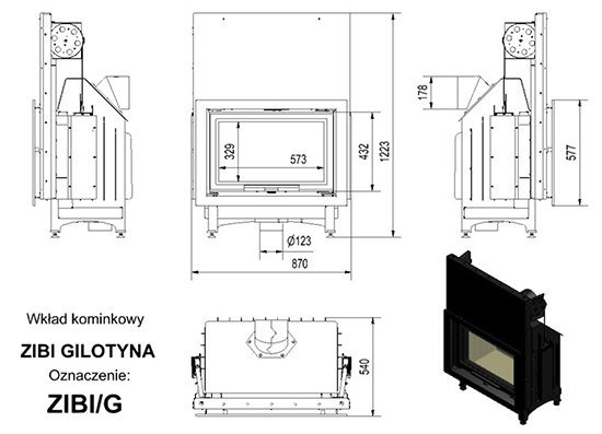 Каминная топка Kratki Zibi/G