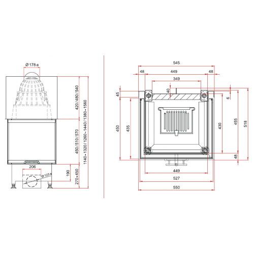 Каминная топка Schmid Ekko U 55(45)57 h
