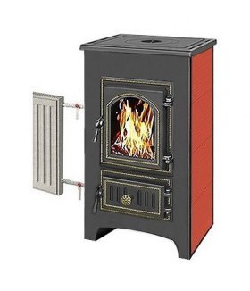 Печь-камин Везувий ПК-01 (270) с плитой и т/о (красный)