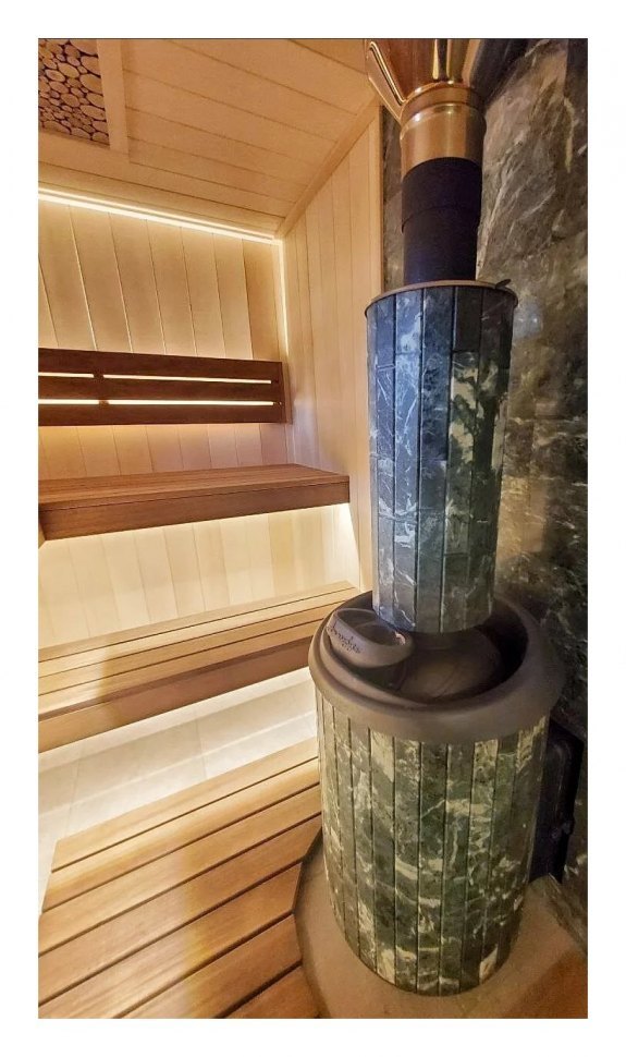 Банная печь Атмосфера L в ламелях Верде Гватемала