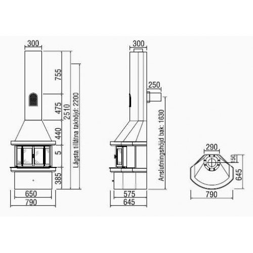 Чугунная печь камин Keddy Carisma, угл., раздвиж. дверцы