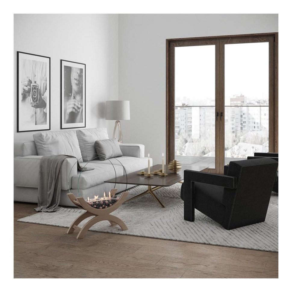 Биокамин напольный SteelHeat WOOD 500 бежевый