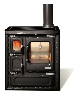 Печь-плита Deva II 75, стеклокер., хром, черная (Hergom)