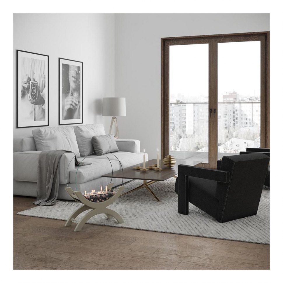 Биокамин напольный SteelHeat WOOD 500 молочный