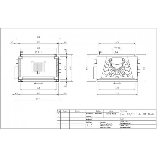 Каминная топка Schmid Lina TV 6757 h