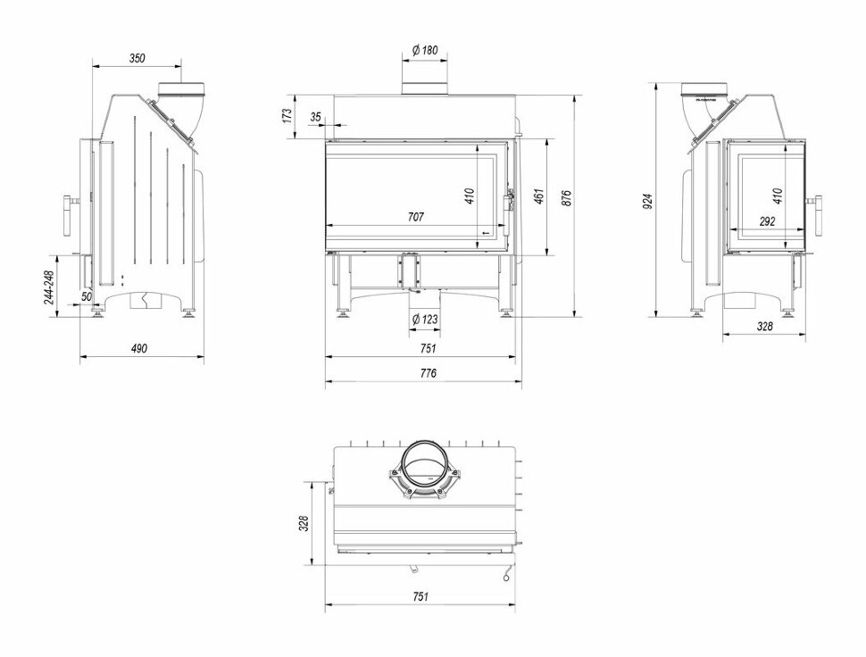 Каминная топка Kratki Zibi 12 L/BS DECO