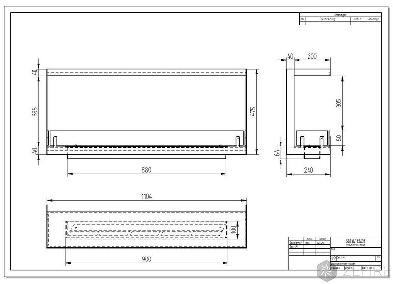 Биокамин ZeFire торцевой Standart 1100