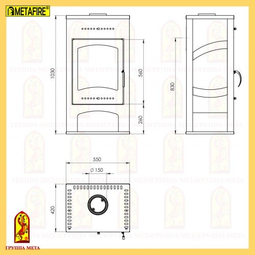 Печь-камин Мета Metafire Варта 3D