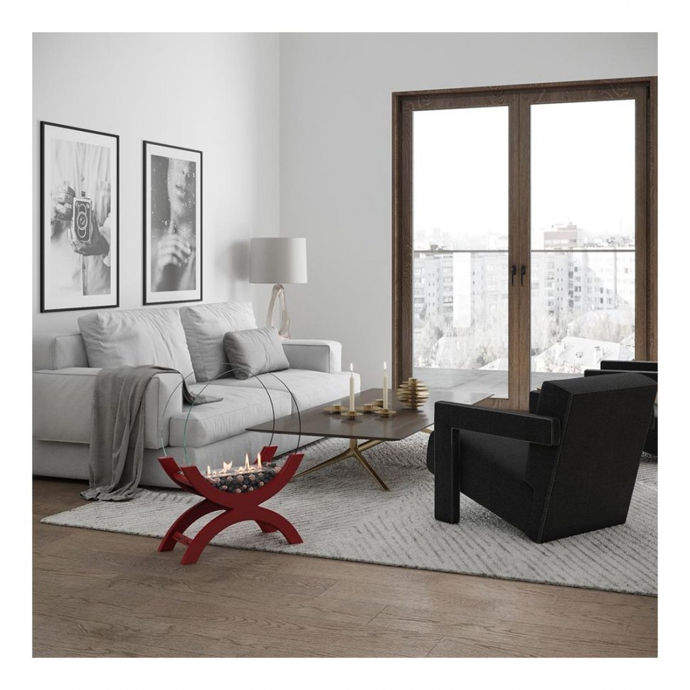 Биокамин напольный SteelHeat WOOD 500 красный