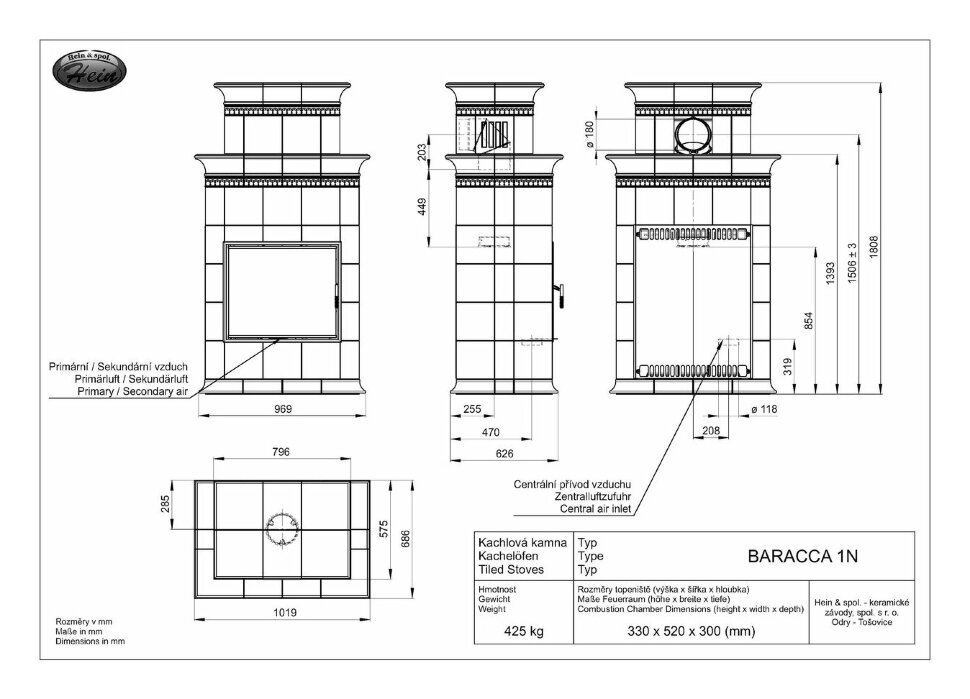 Изразцовая печь-камин Hein Baracca 1N керамика