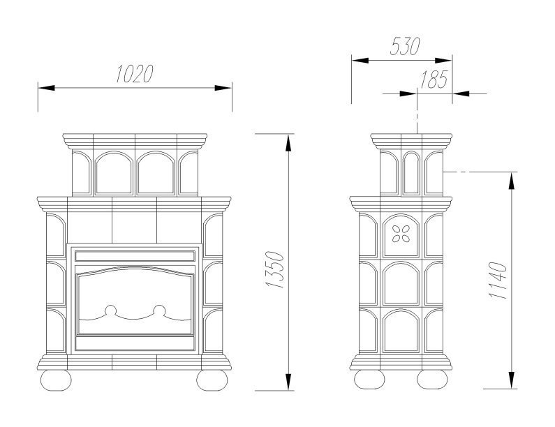 Чугунная изразцовая печь камин Regnier Женевьев / Genevieve