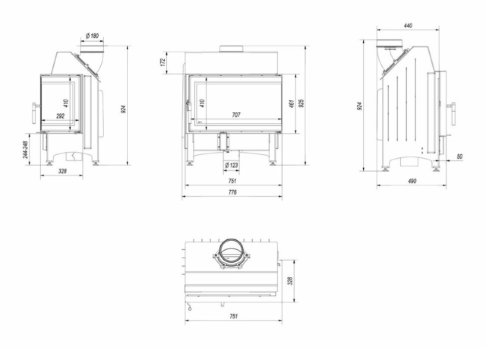 Каминная топка Kratki Zibi 12 P/BS DECO