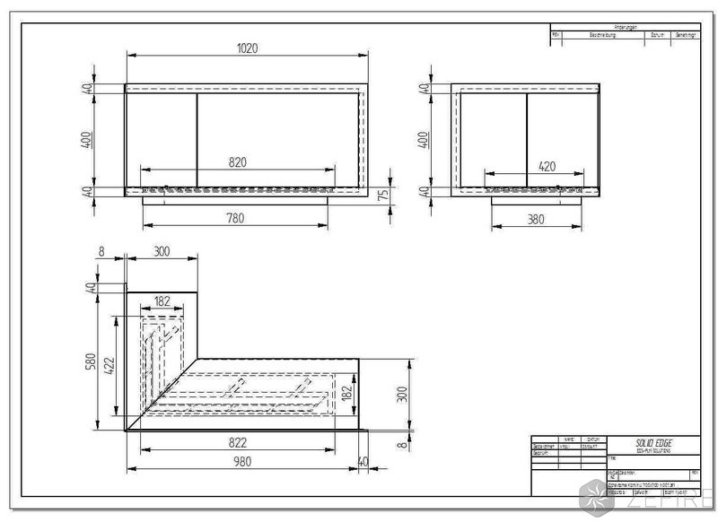 Биокамин ZeFire Standart для угловой стены 1000