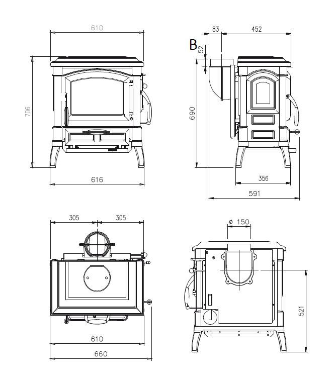 Чугунная отопительно варочная печь La Nordica Isetta EVO