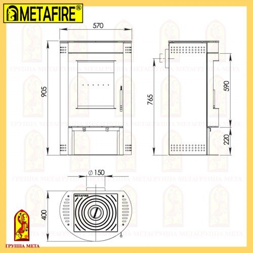 Печь-камин Мета Metafire Байкал 8 (с чугунной плитой)