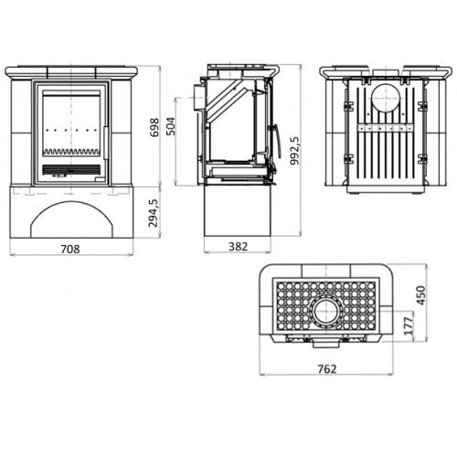 Кафельная печь-камин ABX Bavaria K (прямой цоколь)