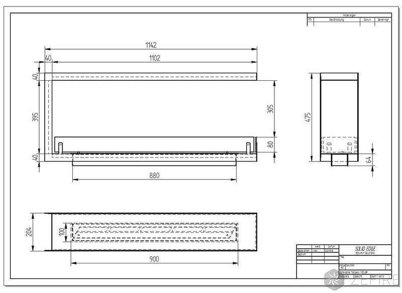 Биокамин торцевой сквозной ZeFire Standart 1100
