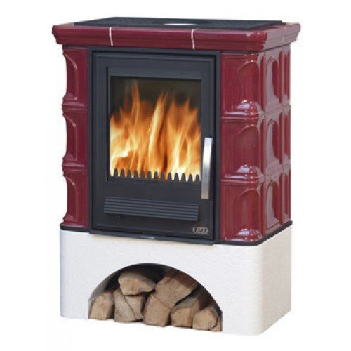 Кафельная печь-камин ABX Iberia K (прямой цоколь, вставка Комбо)