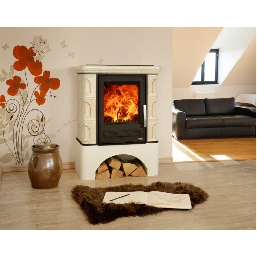 Кафельная печь-камин ABX Iberia K (прямой цоколь, вставка Комбо)