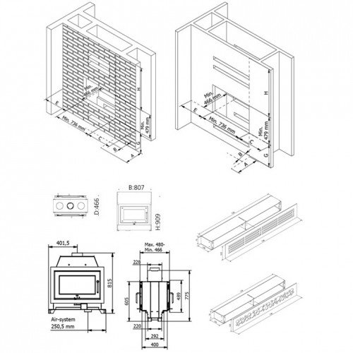 Каминная топка Rais 2:1