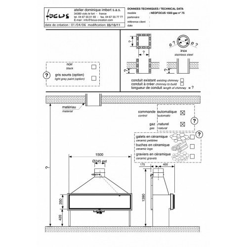 Камин дровяной Focus Neofocus 1500
