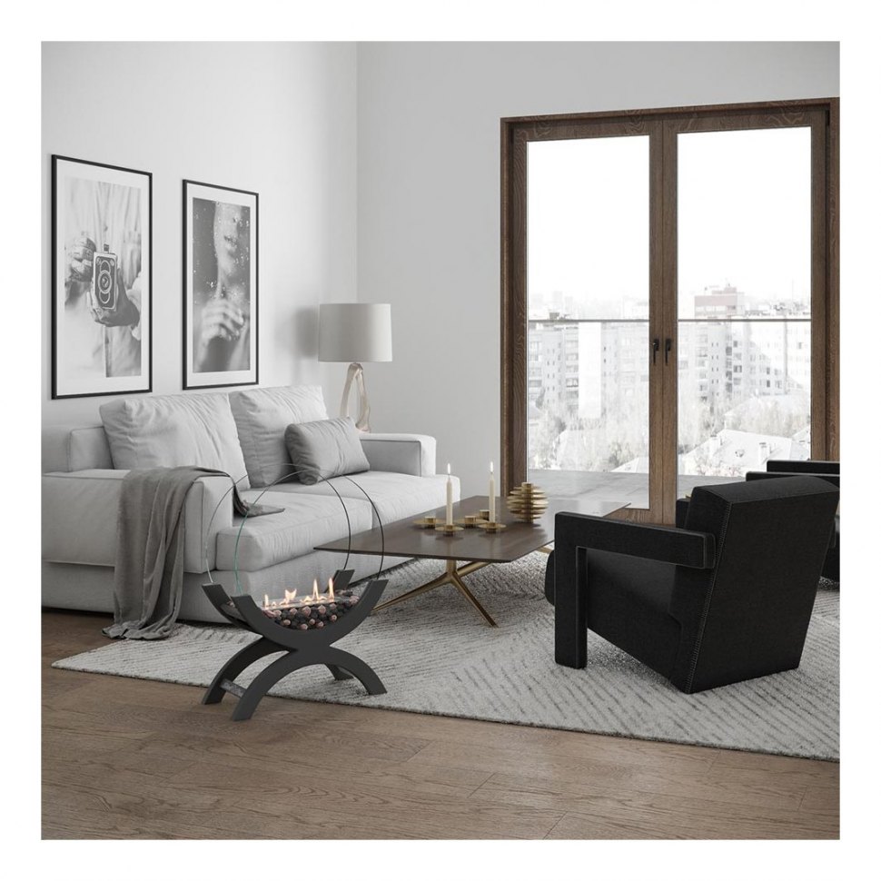 Биокамин напольный SteelHeat WOOD 500 серый